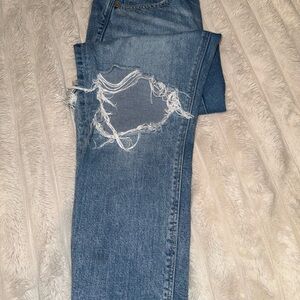 American Eagle Outfitters Blue Distressed Boyfriend Jeans